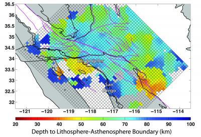 Rifting lithosphere southern California