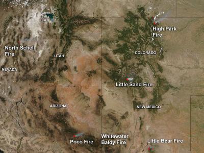 NASA satellite sees several western US fires blazing NASA satellite sees several western US fires blazing