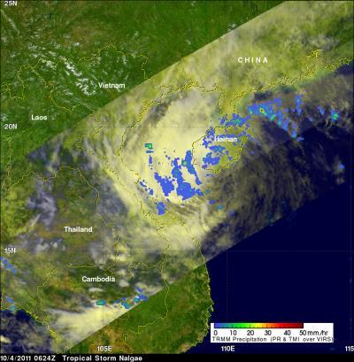 NASA eyes light rainfall in dissipating tropical depression Nalgae NASA eyes light rainfall in dissipating tropical depression Nalgae