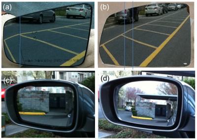 Progressive optics for side mirrors ends automobile blind spots without distorting view Progressive optics for side mirrors ends automobile blind spots without distorting view